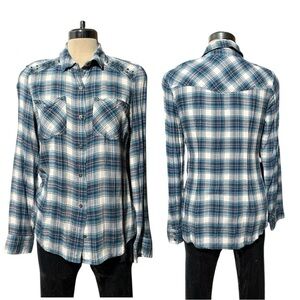 Jessica Simpson Plaid  Blue and White Women’s Shirt Size M